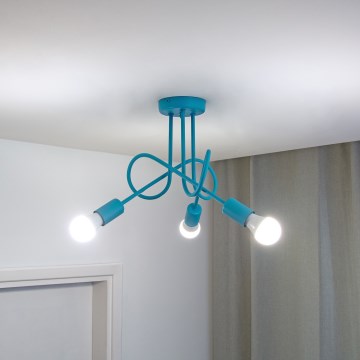LED детски плафон OXFORD 3xE27/15W/230V син