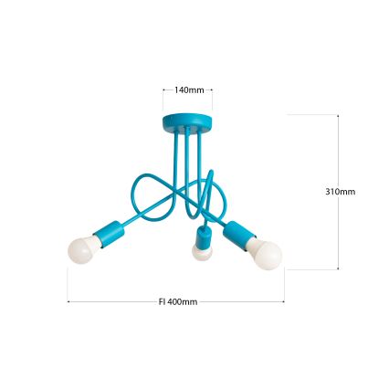 LED детски плафон OXFORD 3xE27/15W/230V син