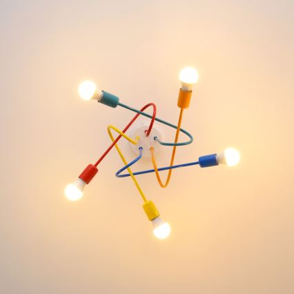 LED Детски плафониер OXFORD 5xE27/15W/230V