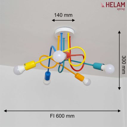 LED Детски плафониер OXFORD 5xE27/15W/230V