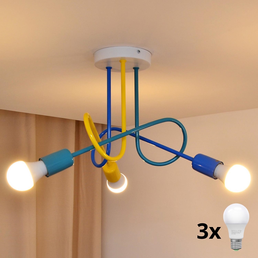 LED Детски полилей за повърхностен монтаж OXFORD 3xE27/15W/230V