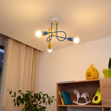 LED Детски полилей за повърхностен монтаж OXFORD 3xE27/15W/230V