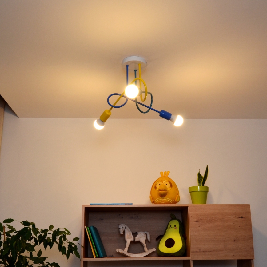 LED Детски полилей за повърхностен монтаж OXFORD 3xE27/15W/230V