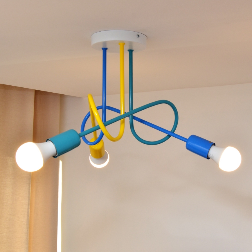 LED Детски полилей за повърхностен монтаж OXFORD 3xE27/15W/230V