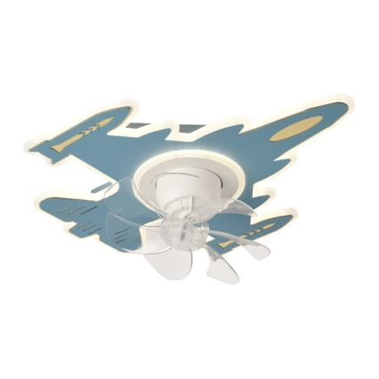 LED детско димируемо таванно осветително тяло с вентилатор LED/63W/230V 3000/4000/6000K синьо + дистанционно управление