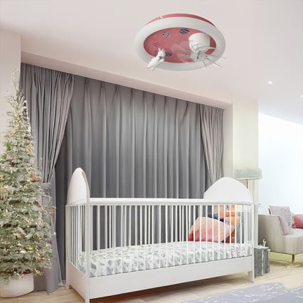 LED детско димируемо таванно осветително тяло с вентилатор LED/48W/230V 3000/4000/6000K Ø 50 см розово + дистанционно управление