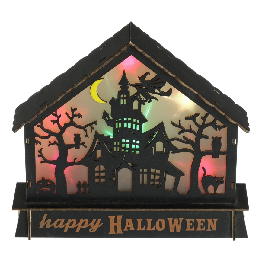LED Декорация HALLOWEEN LED/2xAA/многоцветен къща с призраци