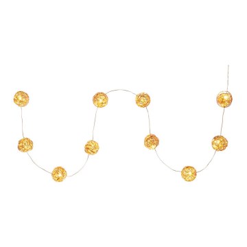 LED декоративен гирлянд 10xLED/2xAA, топла бяла светлина