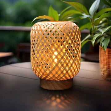 LED Декоративна настолна лампа BOHO LED/2xAAA ратан