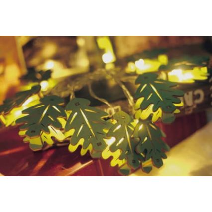 LED Декоративна верига 10xLED/2xAA 1,65м дъбово листо