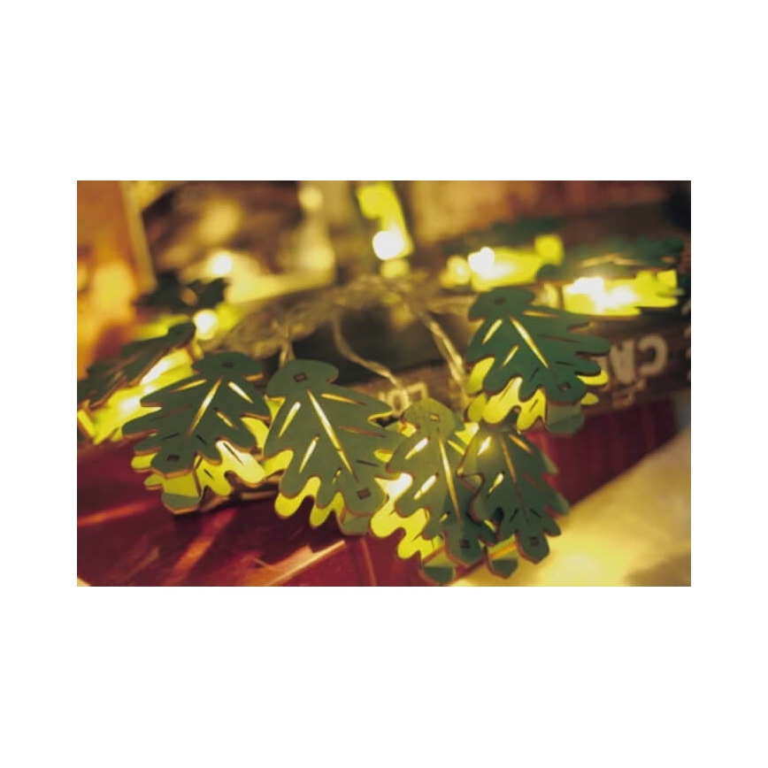 LED Декоративна верига 10xLED/2xAA 1,65м дъбово листо