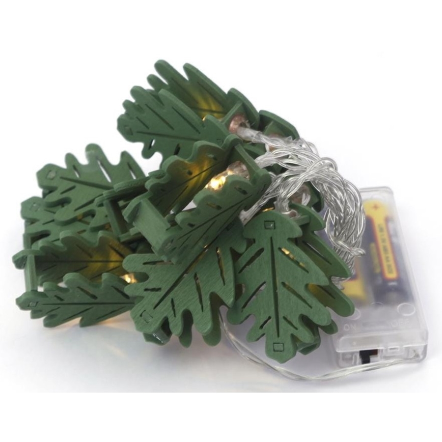 LED Декоративна верига 10xLED/2xAA 1,65м дъбово листо