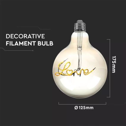 LED Декоративна крушка FILAMENT G125 E27/5W/230V 2200K