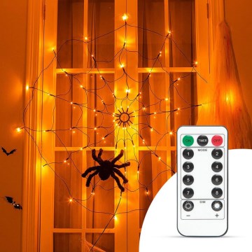 LED Декоративни лампички HALLOWEEN LED/5V/8 функции паяжина + дистанционно