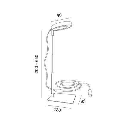 LED Димируема настолна лампа за отглеждане на растения VERDI LED/5W/5V 1300K CRI 95 черна