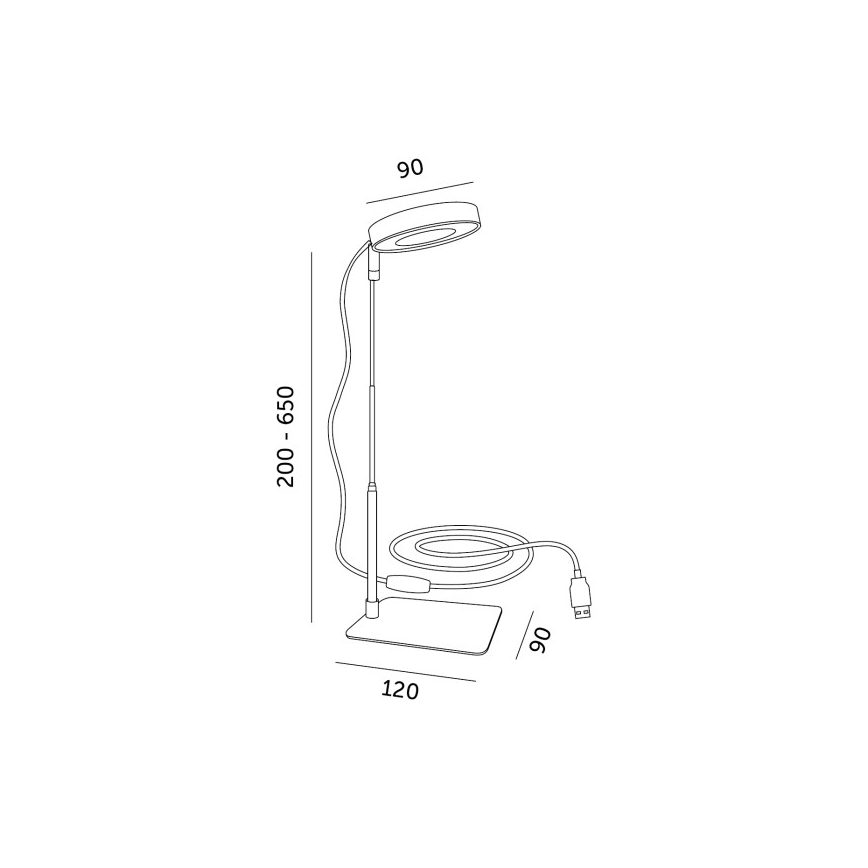 LED Димируема настолна лампа за отглеждане на растения VERDI LED/5W/5V 1300K CRI 95 черна