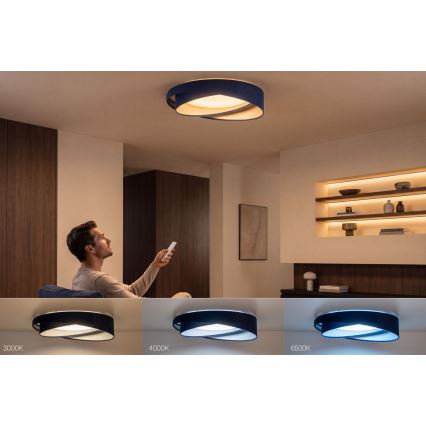 Димируемо LED таванно осветително тяло SMART GALAXY MODERN LED/24W/230V 3000–6500K Ø 55 см синьо/сребристо + дистанционно управление
