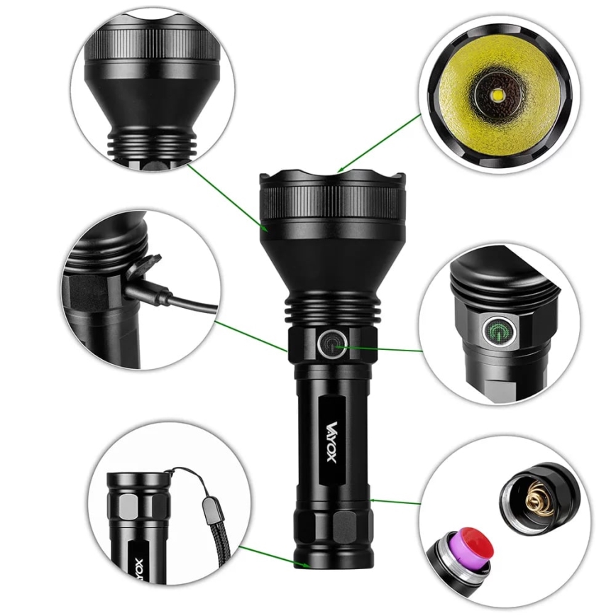 LED Димируем акумулаторен фенер LED/20W/5V IPX5 1900 лъскав 5000 mAh