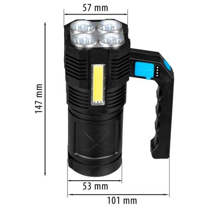 LED Димируем акумулаторен фенер LED/5V IPX4 250 лъскав 1200 mAh