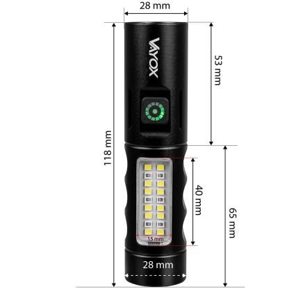 LED Димируем акумулаторен фенер с червена светлина LED/5W/5V IPX4 250 лъскав 2000 mAh