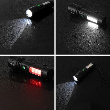 LED Димируем акумулаторен фенер с червена светлина LED/5W/5V IPX4 260 лъскав 2000 mAh