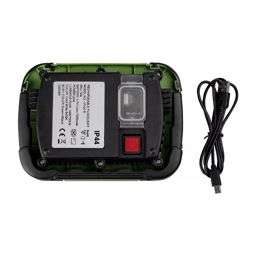 LED Димируем акумулаторен прожектор SAMSUNG CHIP + функция SOS LED/10W/3,7V/USB IP44 4000K 3600 mAh зелен