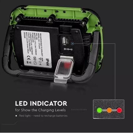 LED Димируем акумулаторен прожектор SAMSUNG CHIP + функция SOS LED/10W/3,7V/USB IP44 4000K 3600 mAh зелен