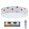 LED Димируем детски плафон SMART GALAXY KIDS LED/24W/230V 3000-6500K звезди бял/розов/сив  + дистанционно
