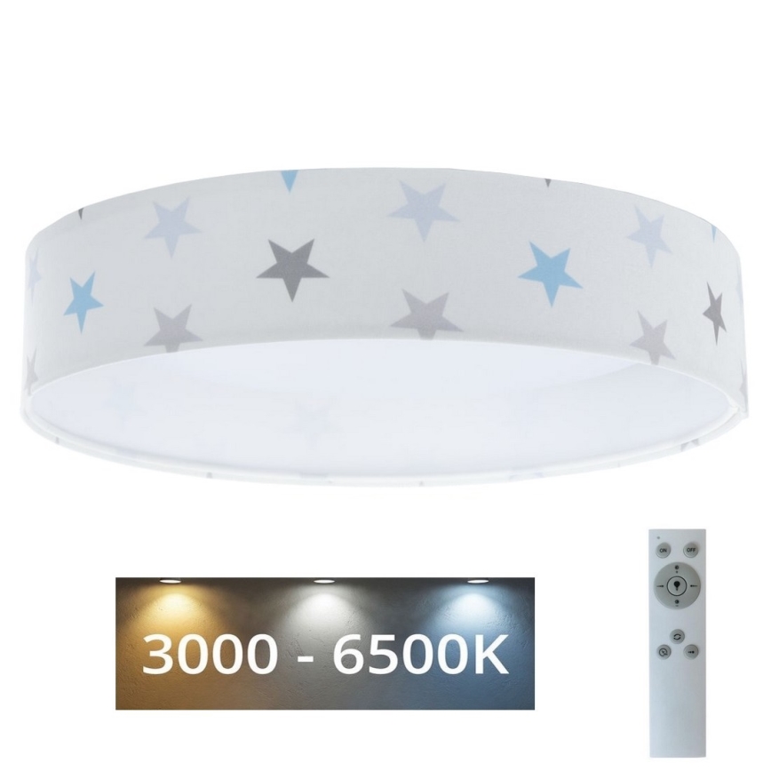 LED Димируем детски плафон SMART GALAXY KIDS LED/24W/230V 3000-6500K звезди бял/сив/син + дистанционно