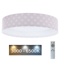 LED Димируем детски плафон SMART GALAXY KIDS LED/24W/230V 3000-6500K звезди розов/бял + дистанционно