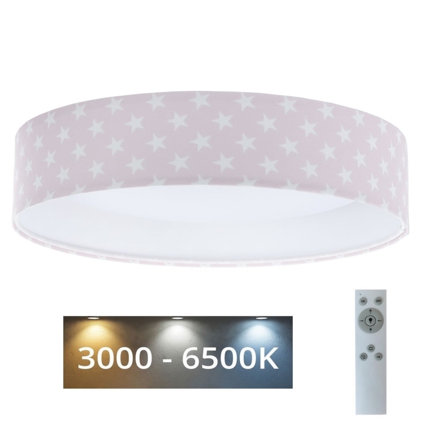 LED Димируем детски плафон SMART GALAXY KIDS LED/24W/230V 3000-6500K звезди розов/бял + дистанционно