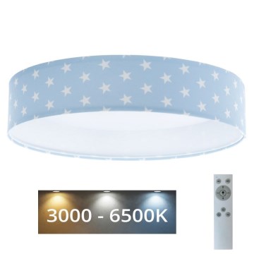 LED Димируем детски плафон SMART GALAXY KIDS LED/24W/230V 3000-6500K звезди син/бял + дистанционно