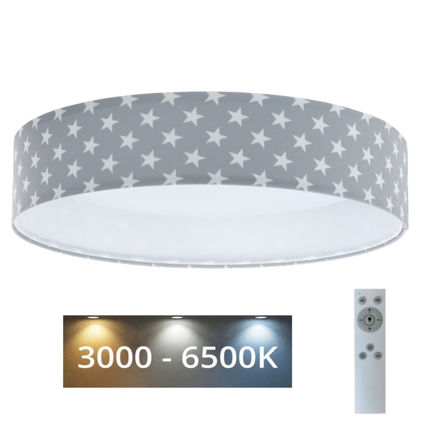 LED Димируем детски плафон SMART GALAXY KIDS LED/24W/230V 3000-6500K звезди сив/бял + дистанционно