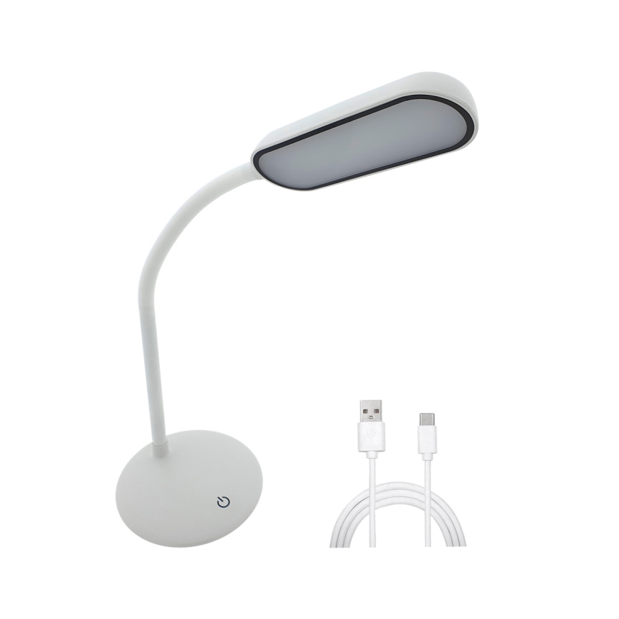 LED Димируем докосване гъвкав настолна лампа LED/6W/5V USB 1200 mAh бял