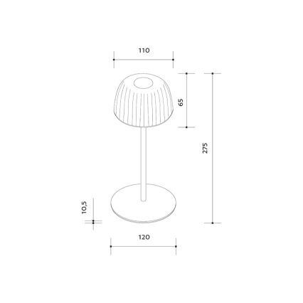 LED Димируем екстериорен акумулаторен настолна лампа VIVIEN LED/3W/5V 2700K 1600 mAh IP54 черен