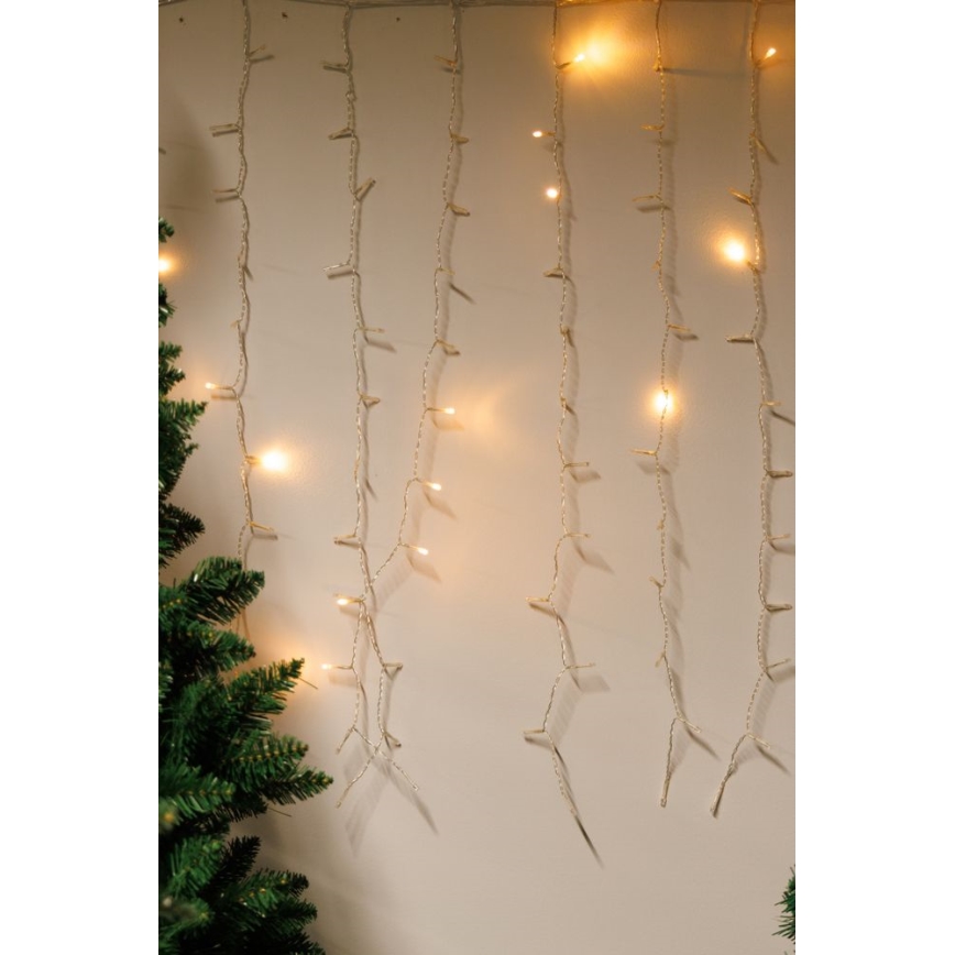 LED Димируем екстериорен Коледна завеса CURTAIN 360xLED/8,4W/230V 2x2 m IP44 топло бял + дистанционно управление
