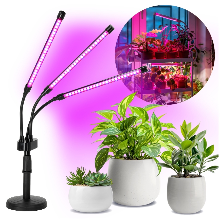 LED Димируем flexible настолна лампа за отглеждане на растения VITARO 3xLED/10W/230V черен