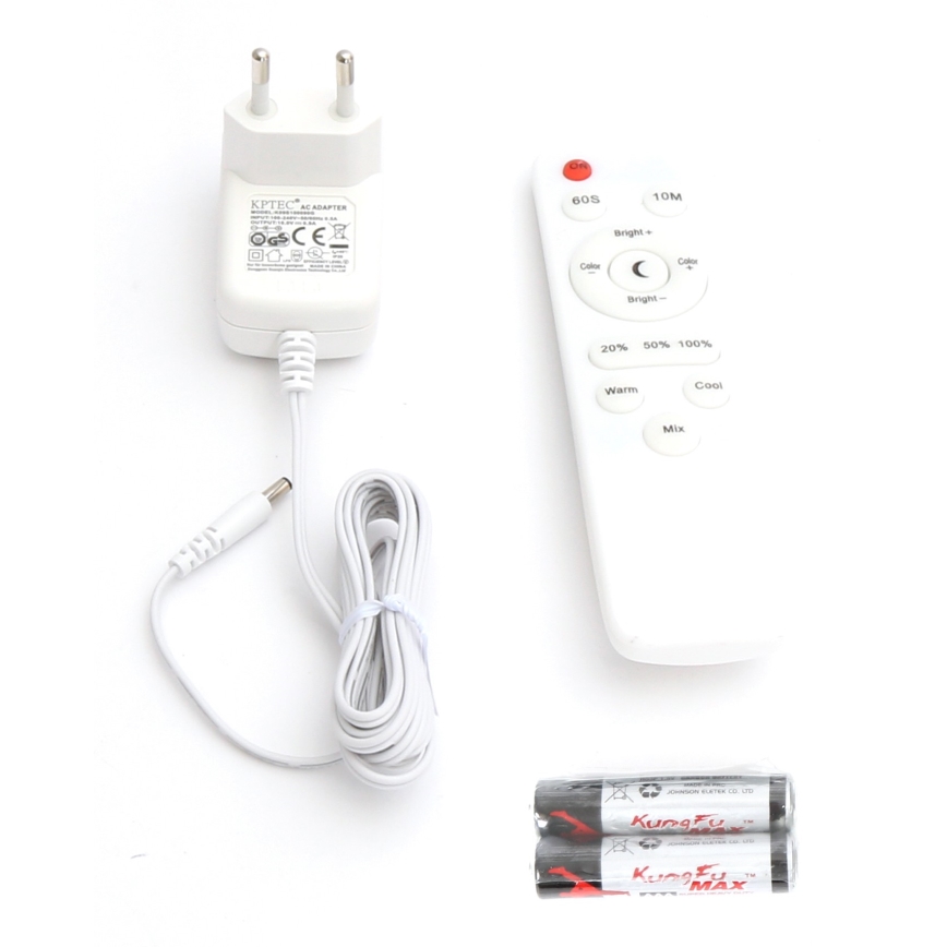LED Димируем лампион LED/9W/230V 3000-6500K бял + дистанционно управление