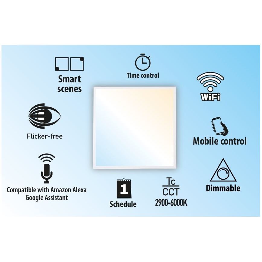 LED Димируем панел за вграждане LIBRA LED/40W/230V 2900-6000K Wi-Fi Tuya