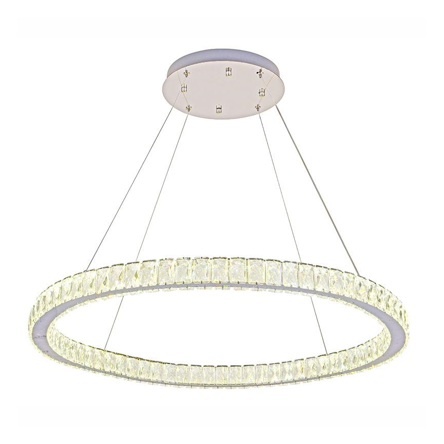 LED Димируем кристален полилей на връв LED/100W/230V 3000-6500K сребрист + дистанционно управление