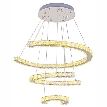 LED Димируем кристален полилей на връв LED/100W/230V 3000-6500K сребрист + дистанционно управление