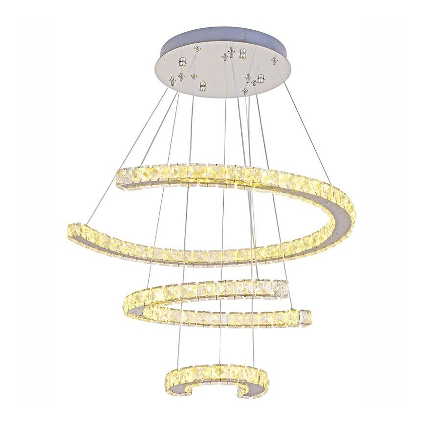 LED Димируем кристален полилей на връв LED/100W/230V 3000-6500K сребрист + дистанционно управление