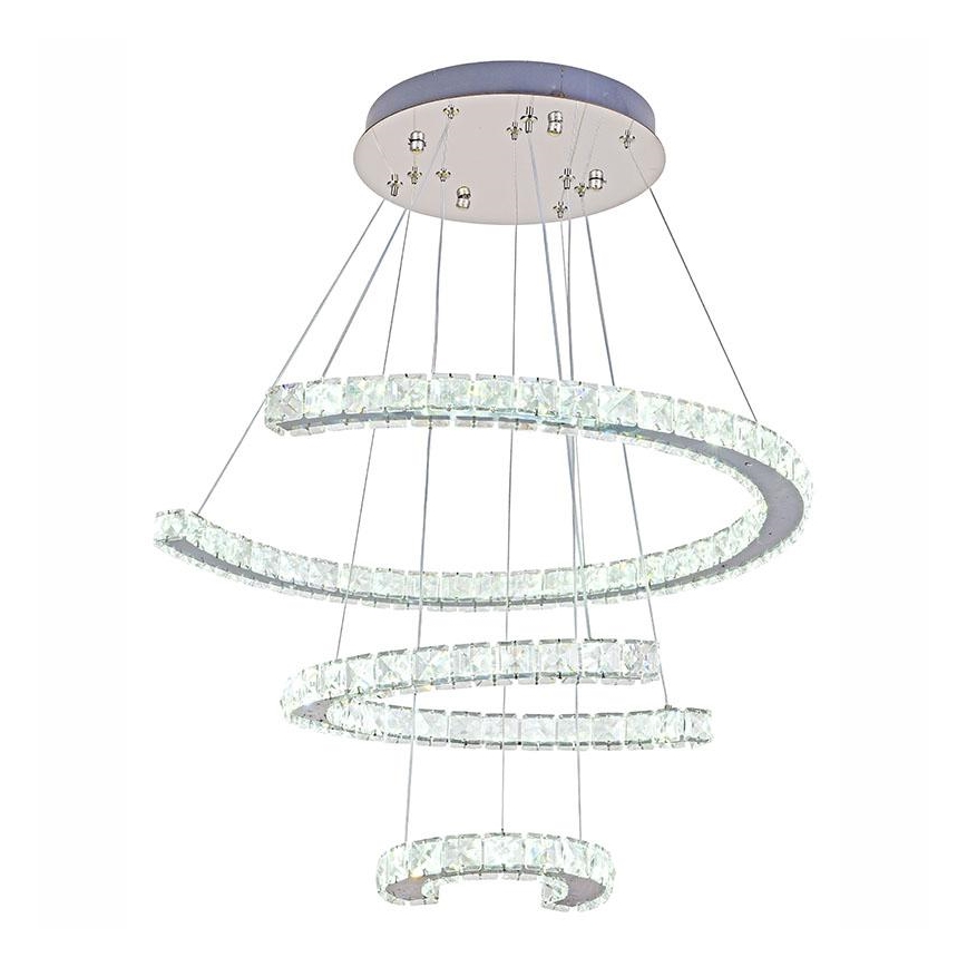 LED Димируем кристален полилей на връв LED/100W/230V 3000-6500K сребрист + дистанционно управление