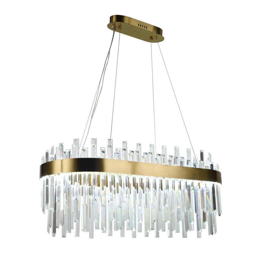LED Димируем кристален полилей на връв LED/100W/230V 3000-6500K златист + дистанционно управление