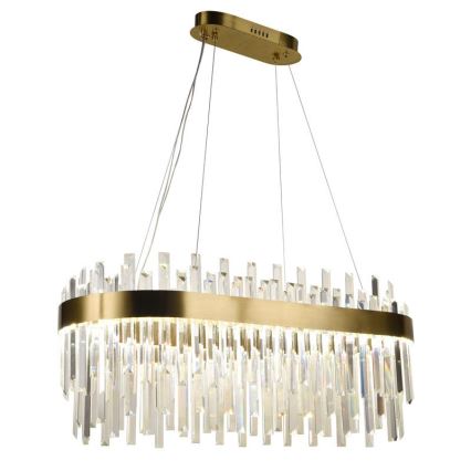 LED Димируем кристален полилей на връв LED/100W/230V 3000-6500K златист + дистанционно управление