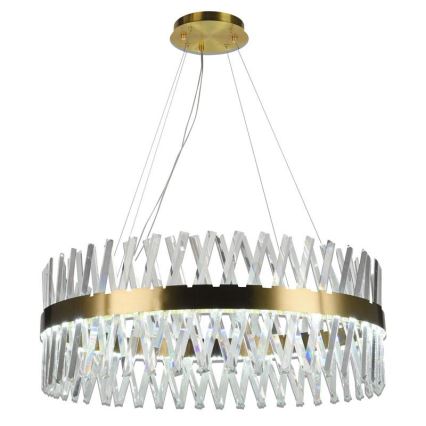 LED Димируем кристален полилей на връв LED/110W/230V 3000-6500K златист + дистанционно управление