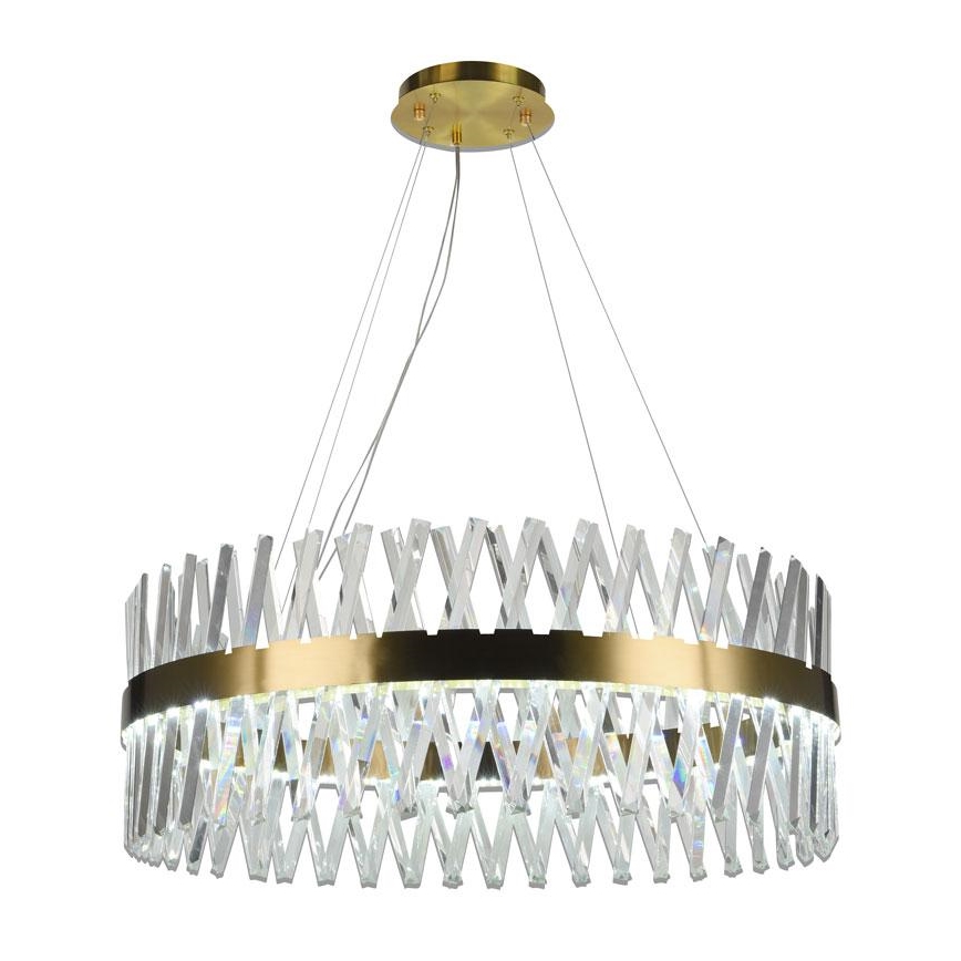 LED Димируем кристален полилей на връв LED/110W/230V 3000-6500K златист + дистанционно управление