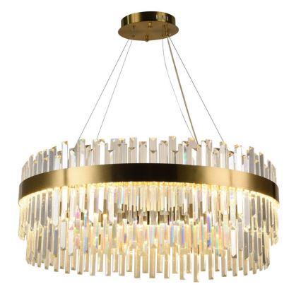 LED Димируем кристален полилей на връв LED/110W/230V 3000-6500K златист + дистанционно управление
