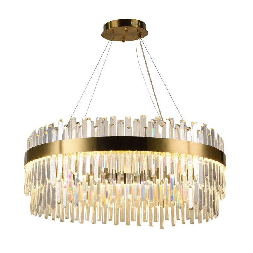 LED Димируем кристален полилей на връв LED/110W/230V 3000-6500K златист + дистанционно управление