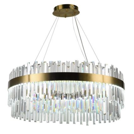 LED Димируем кристален полилей на връв LED/110W/230V 3000-6500K златист + дистанционно управление
